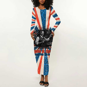 George Washington Carver Long Sleeve Bodycon Dress with Science Teaching Scene, Education Is the Key Quote - African Pride
