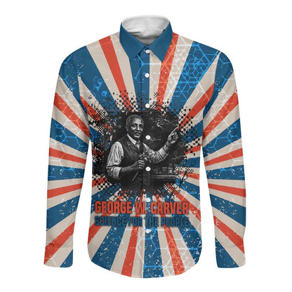 George Washington Carver Long Sleeve Button Shirt with Science Teaching Scene, Education Is the Key Quote - African Pride