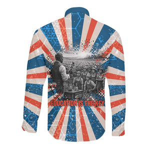 George Washington Carver Long Sleeve Button Shirt with Science Teaching Scene, Education Is the Key Quote - African Pride