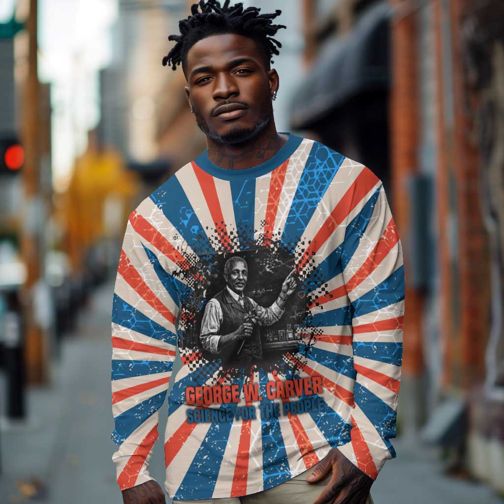 George Washington Carver Long Sleeve Shirt with Science Teaching Scene, Education Is the Key Quote - African Pride