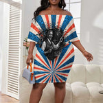 George Washington Carver Off Shoulder Short Dress with Science Teaching Scene, Education Is the Key Quote - African Pride