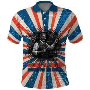 George Washington Carver Polo Shirt with Science Teaching Scene, Education Is the Key Quote - African Pride