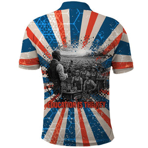 George Washington Carver Polo Shirt with Science Teaching Scene, Education Is the Key Quote - African Pride