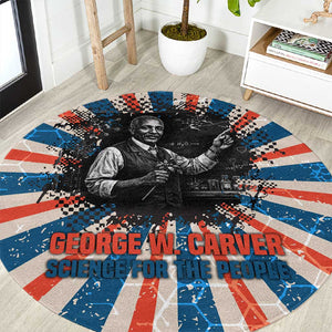 George Washington Carver Round Carpet with Science Teaching Scene, Education Is the Key Quote - African Pride