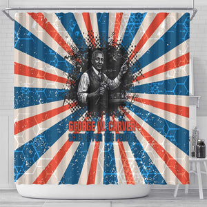 George Washington Carver Shower Curtain with Science Teaching Scene, Education Is the Key Quote - African Pride
