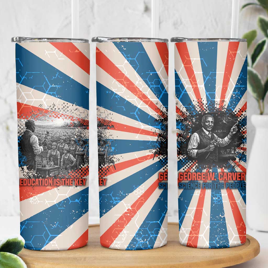 George Washington Carver Skinny Tumbler with Science Teaching Scene, Education Is the Key Quote - African Pride