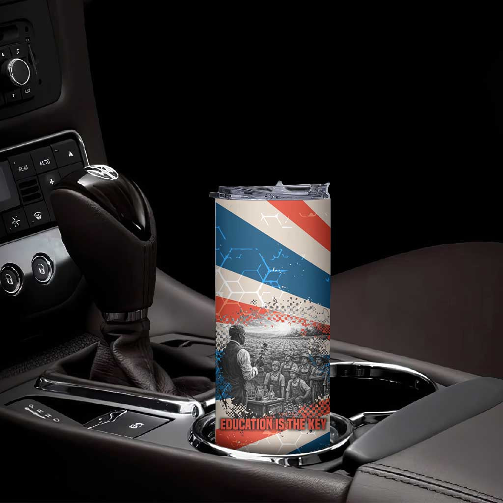 George Washington Carver Skinny Tumbler with Science Teaching Scene, Education Is the Key Quote - African Pride