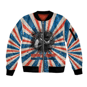 George Washington Carver Sleeve Zip Bomber Jacket with Science Teaching Scene, Education Is the Key Quote - African Pride