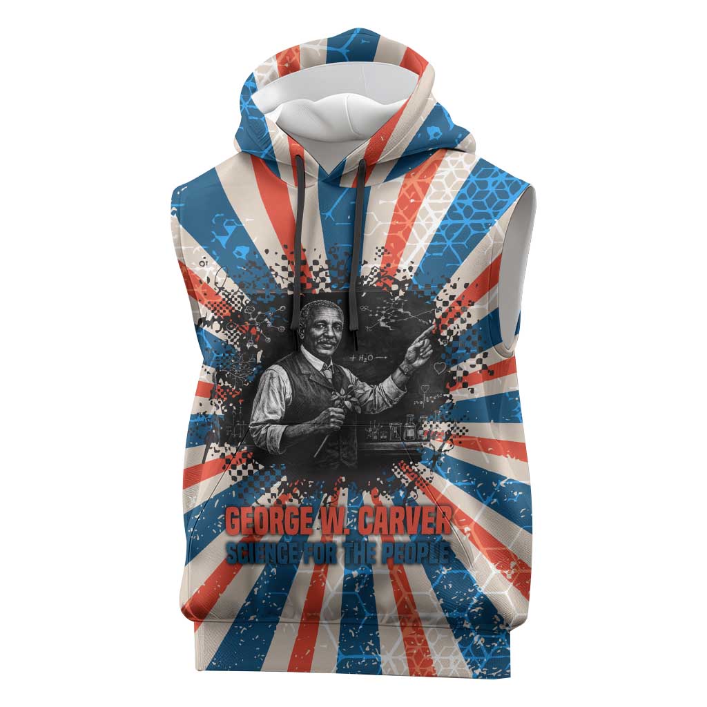 George Washington Carver Sleeveless Hoodie with Science Teaching Scene, Education Is the Key Quote - African Pride
