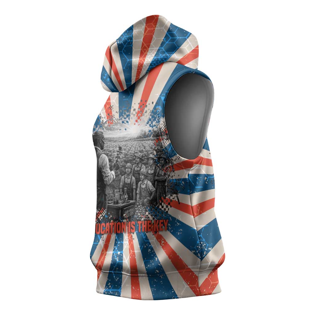 George Washington Carver Sleeveless Hoodie with Science Teaching Scene, Education Is the Key Quote - African Pride