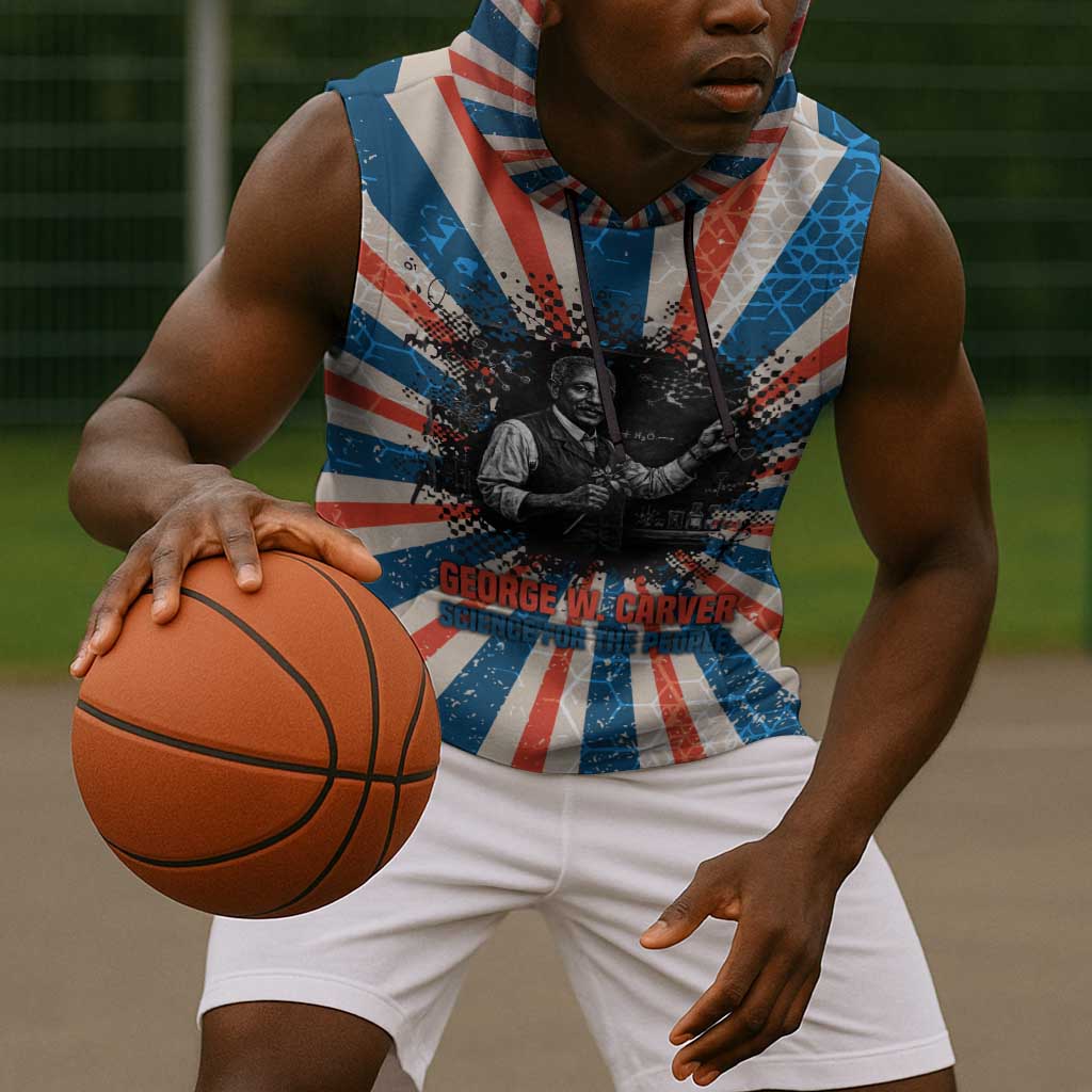 George Washington Carver Sleeveless Hoodie with Science Teaching Scene, Education Is the Key Quote - African Pride