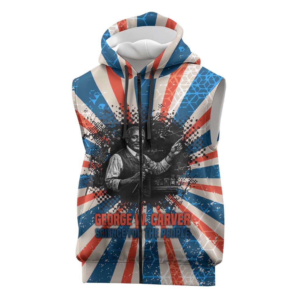 George Washington Carver Sleeveless Zip Hoodie with Science Teaching Scene, Education Is the Key Quote - African Pride