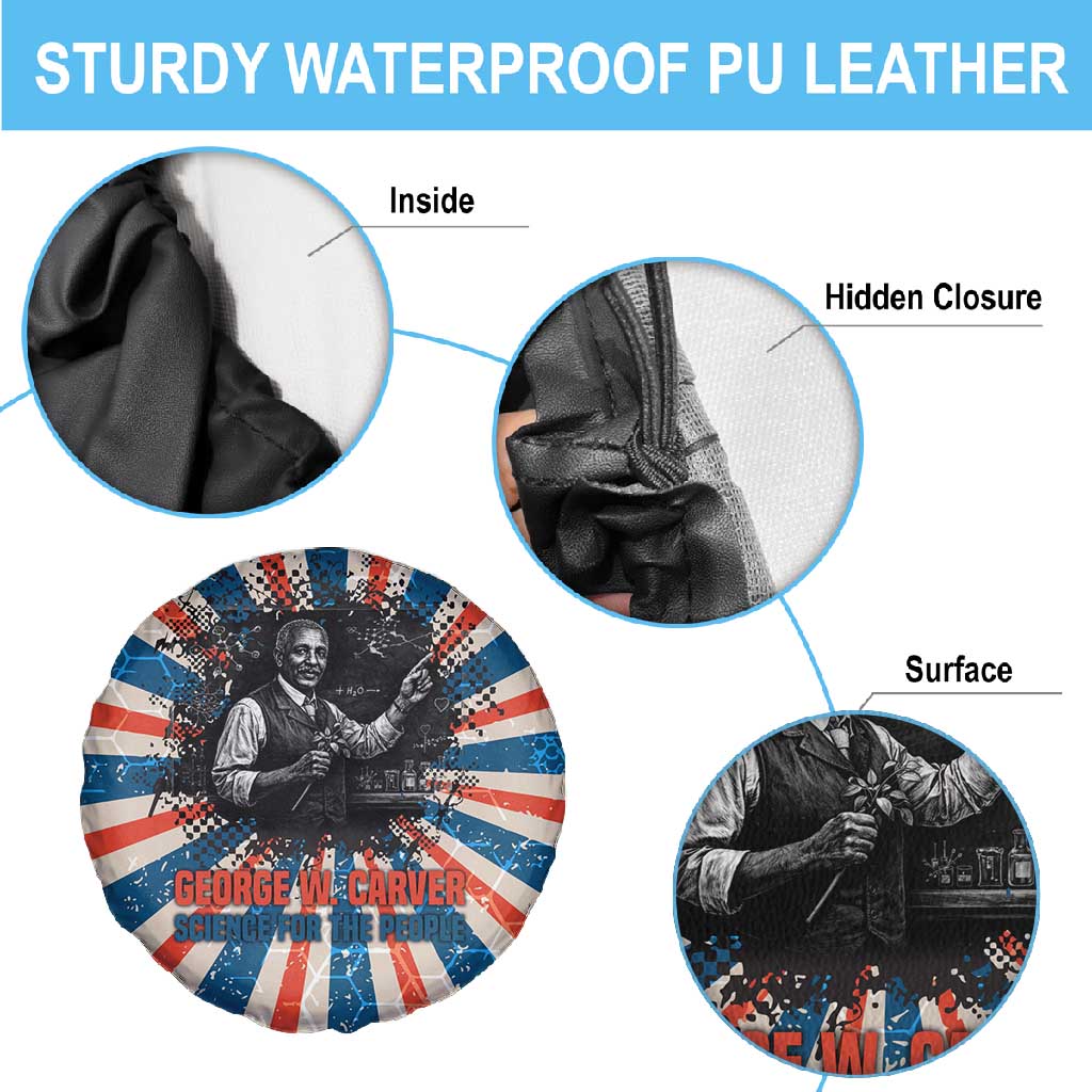 George Washington Carver Spare Tire Cover with Science Teaching Scene, Education Is the Key Quote - African Pride