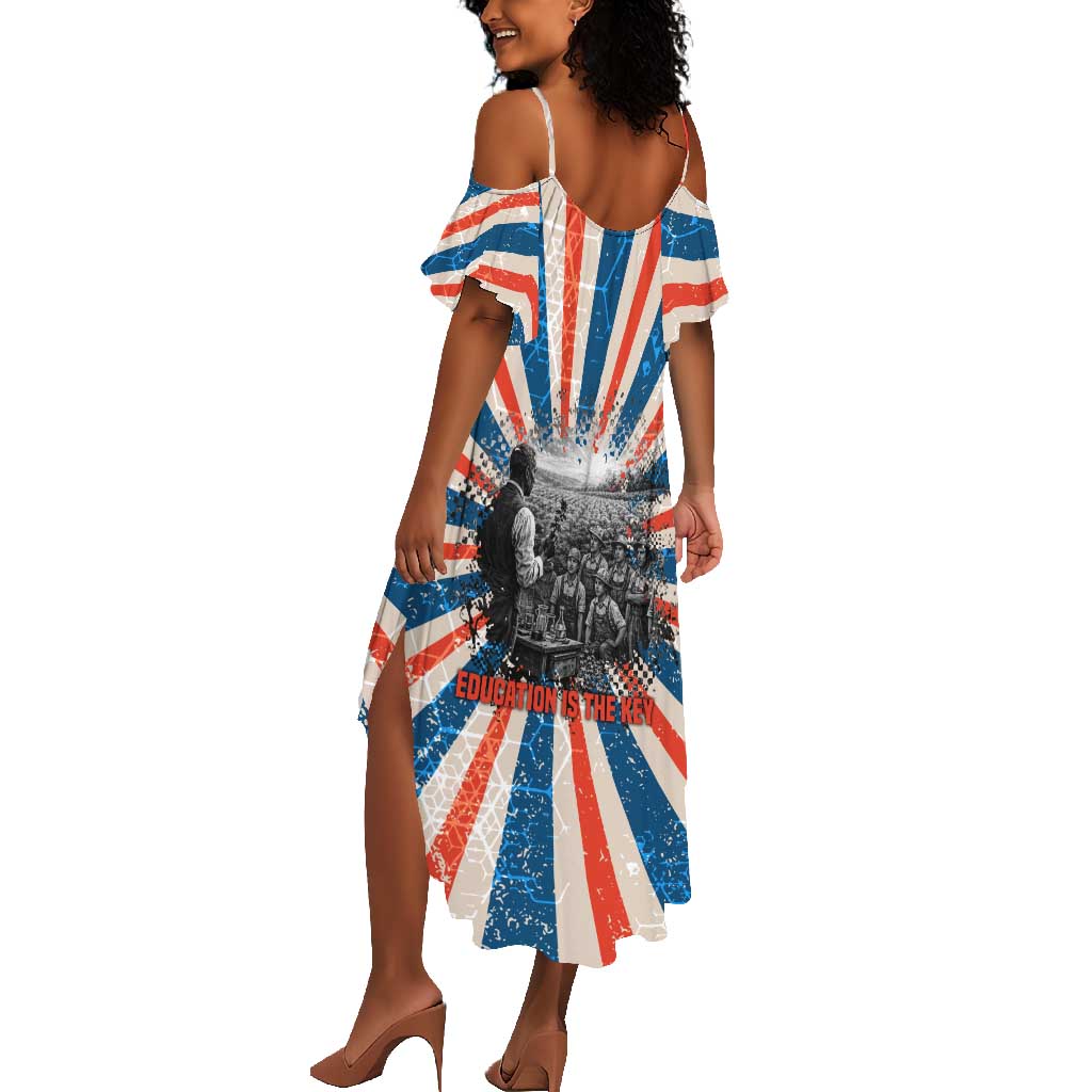 George Washington Carver Summer Maxi Dress with Science Teaching Scene, Education Is the Key Quote - African Pride