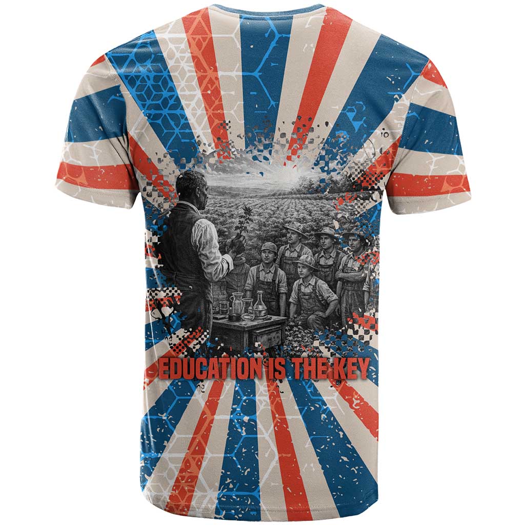 George Washington Carver T shirt with Science Teaching Scene, Education Is the Key Quote - African Pride