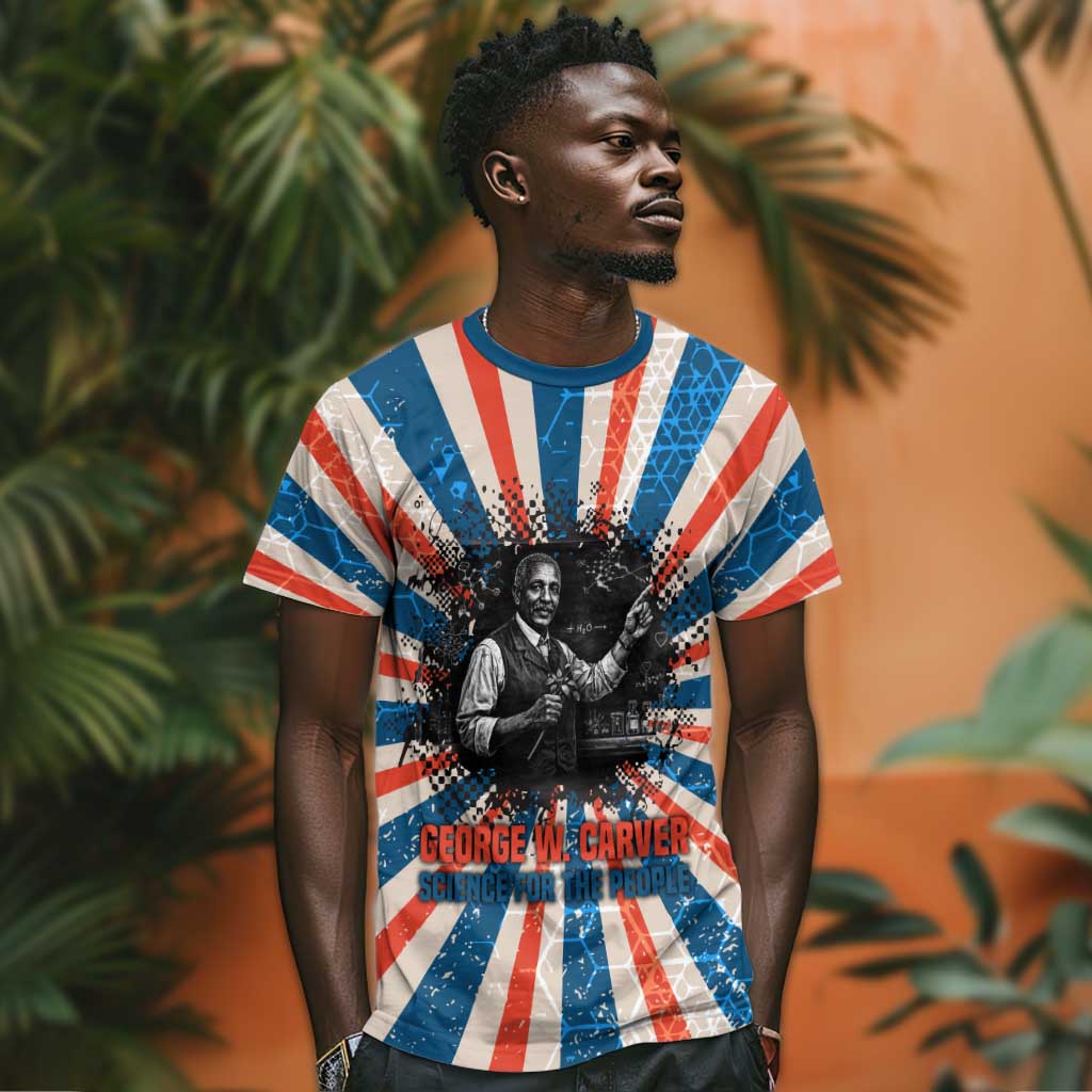 George Washington Carver T shirt with Science Teaching Scene, Education Is the Key Quote - African Pride