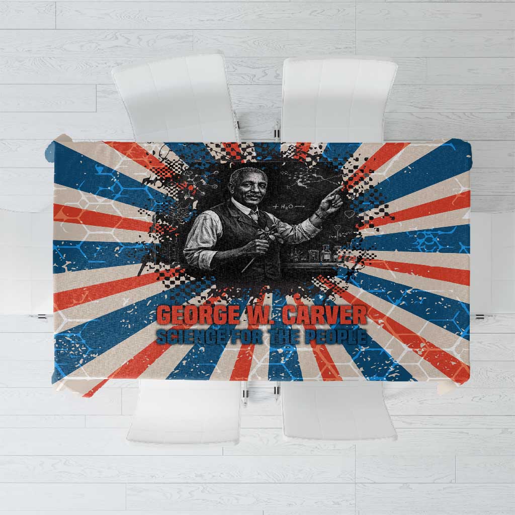 George Washington Carver Tablecloth with Science Teaching Scene, Education Is the Key Quote - African Pride