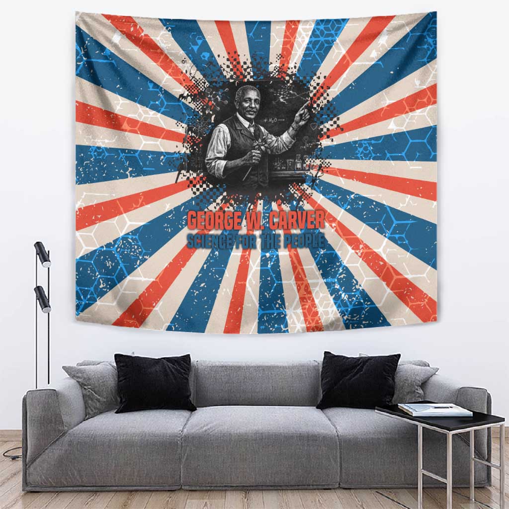 George Washington Carver Tapestry with Science Teaching Scene, Education Is the Key Quote - African Pride