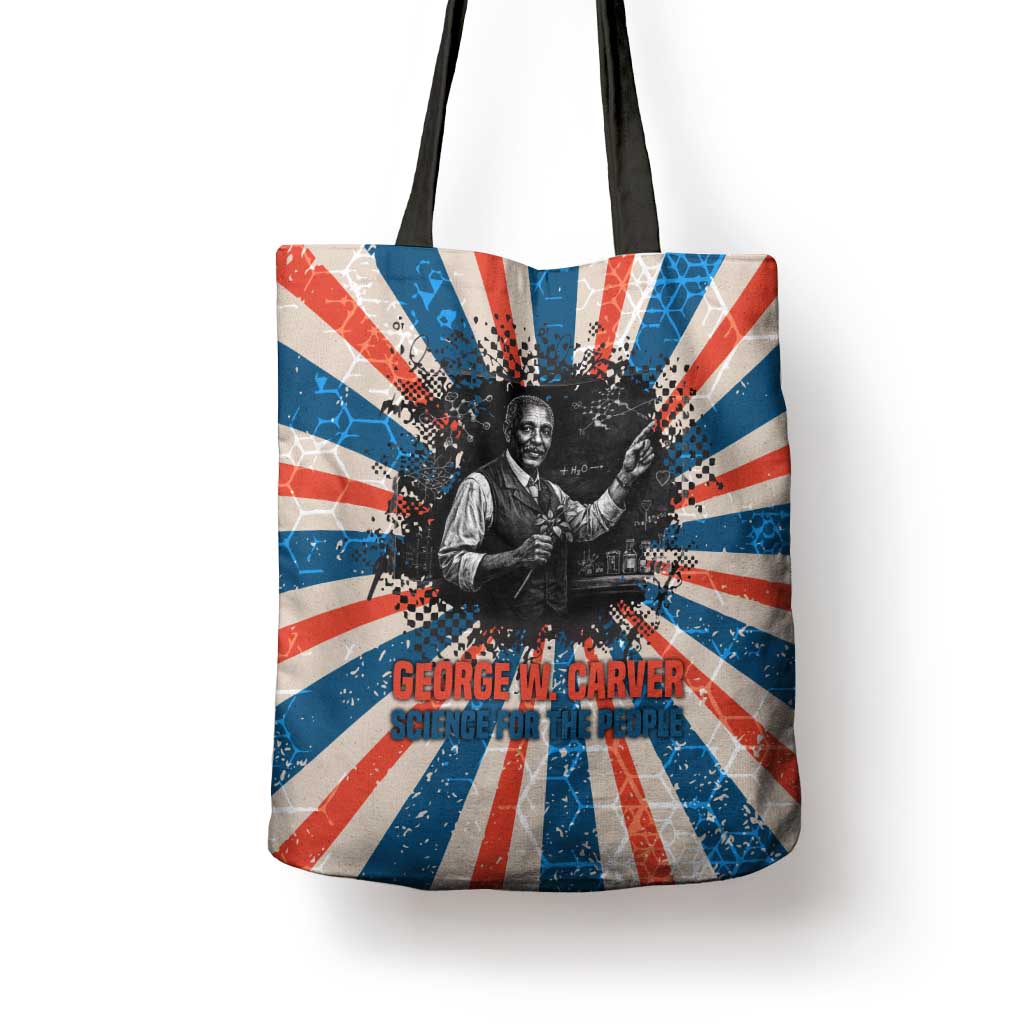 George Washington Carver Tote Bag with Science Teaching Scene, Education Is the Key Quote - African Pride