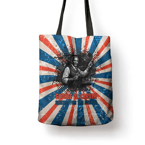 George Washington Carver Tote Bag with Science Teaching Scene, Education Is the Key Quote - African Pride