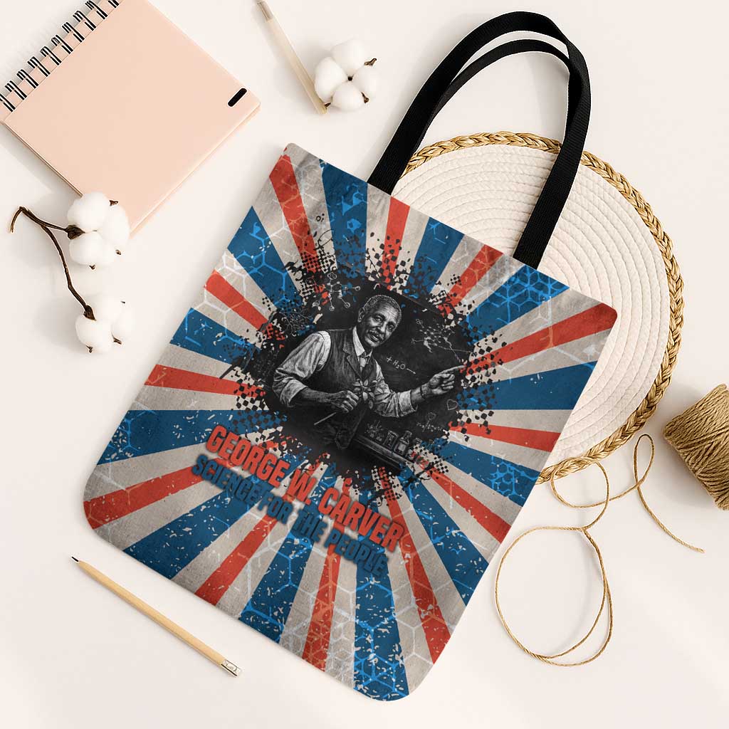 George Washington Carver Tote Bag with Science Teaching Scene, Education Is the Key Quote - African Pride