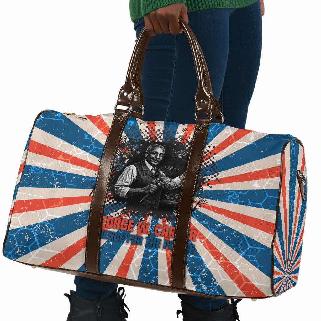 George Washington Carver Travel Bag with Science Teaching Scene, Education Is the Key Quote - African Pride