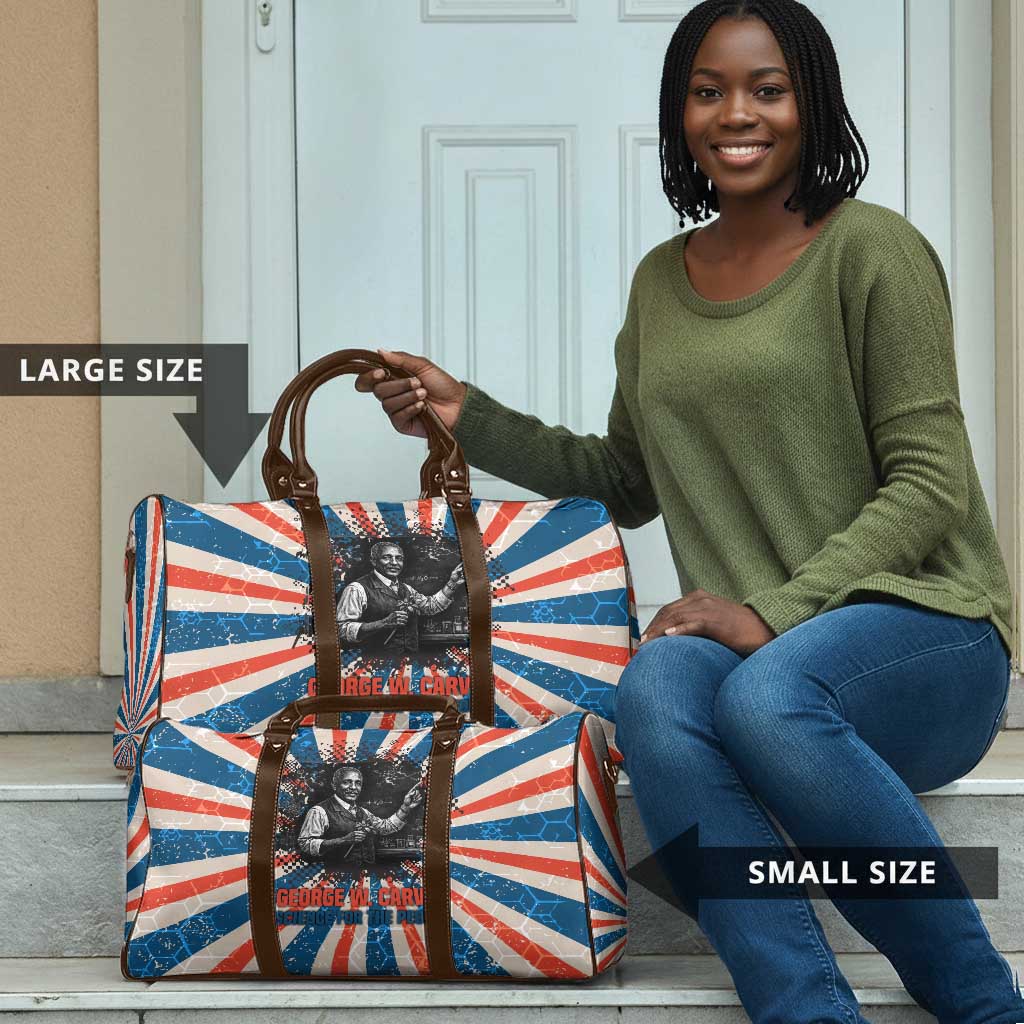George Washington Carver Travel Bag with Science Teaching Scene, Education Is the Key Quote - African Pride