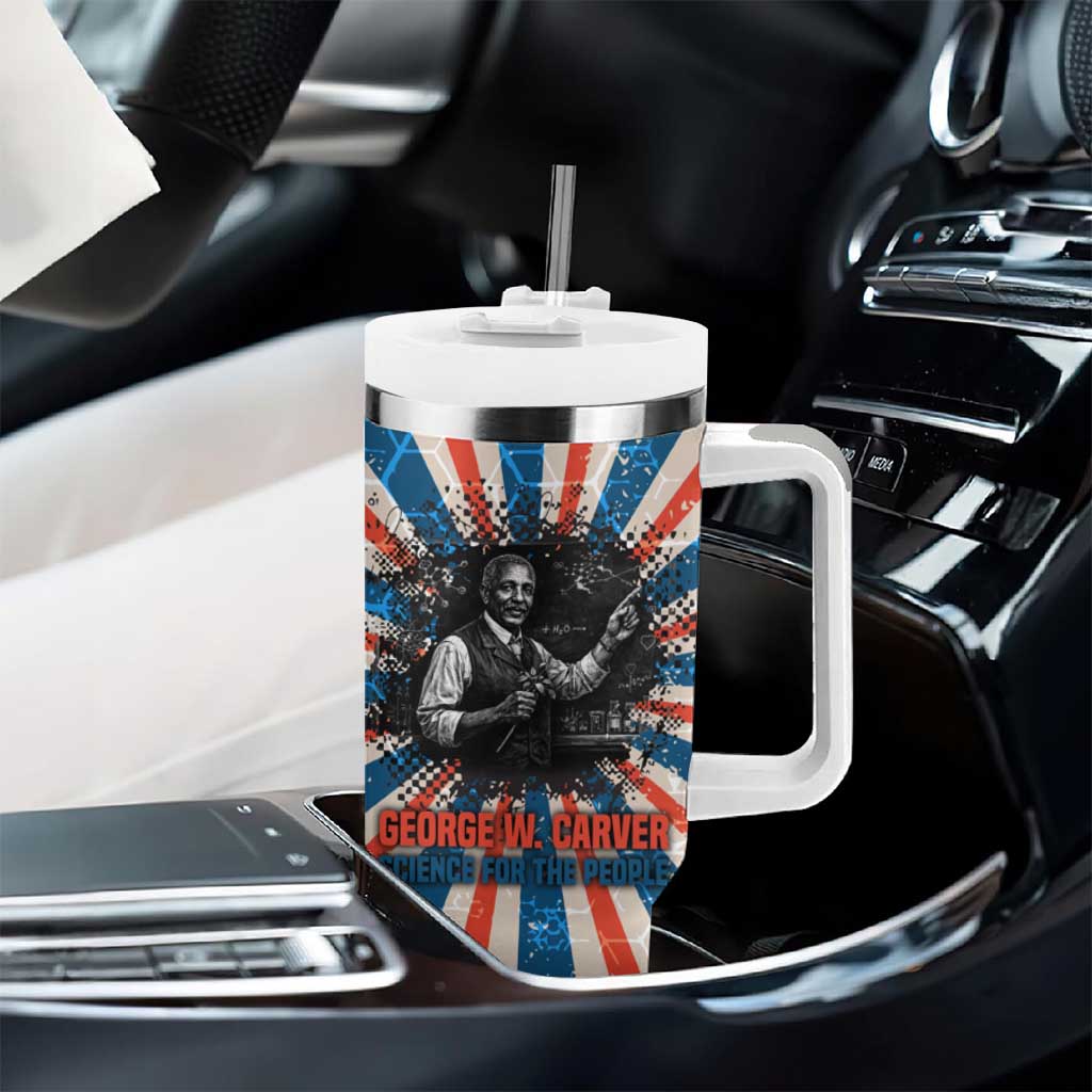 George Washington Carver Tumbler With Handle with Science Teaching Scene, Education Is the Key Quote - African Pride