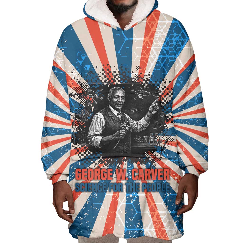 George Washington Carver Wearable Blanket Hoodie with Science Teaching Scene, Education Is the Key Quote - African Pride
