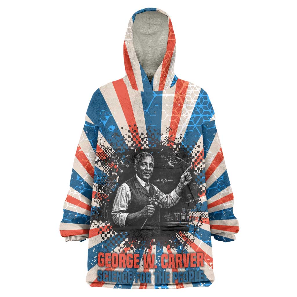George Washington Carver Wearable Blanket Hoodie with Science Teaching Scene, Education Is the Key Quote - African Pride