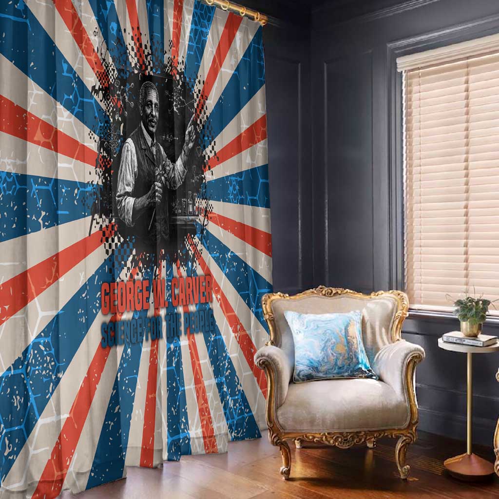George Washington Carver Window Curtain with Science Teaching Scene, Education Is the Key Quote - African Pride