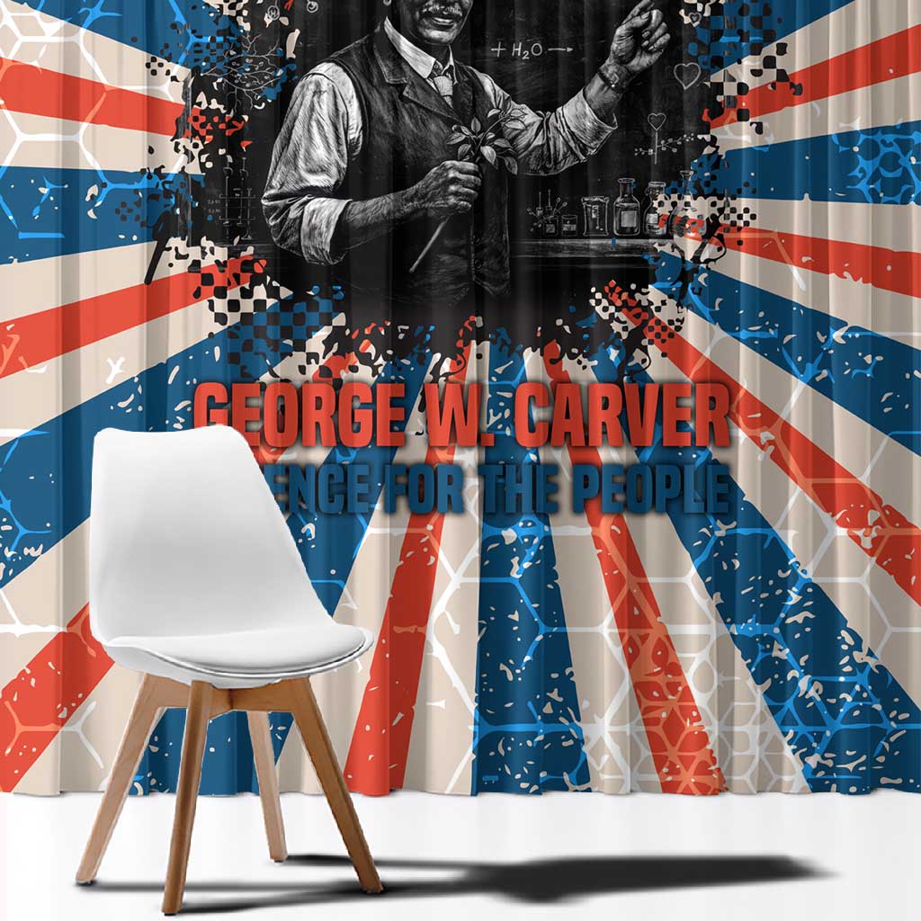 George Washington Carver Window Curtain with Science Teaching Scene, Education Is the Key Quote - African Pride