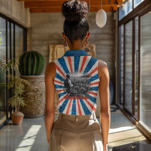 George Washington Carver Women Sleeveless Polo Shirt with Science Teaching Scene, Education Is the Key Quote - African Pride