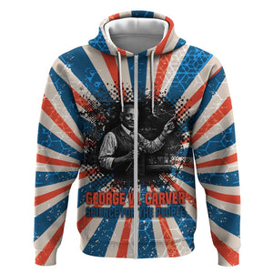 George Washington Carver Zip Hoodie with Science Teaching Scene, Education Is the Key Quote - African Pride