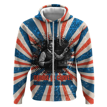 George Washington Carver Zip Hoodie with Science Teaching Scene, Education Is the Key Quote - African Pride