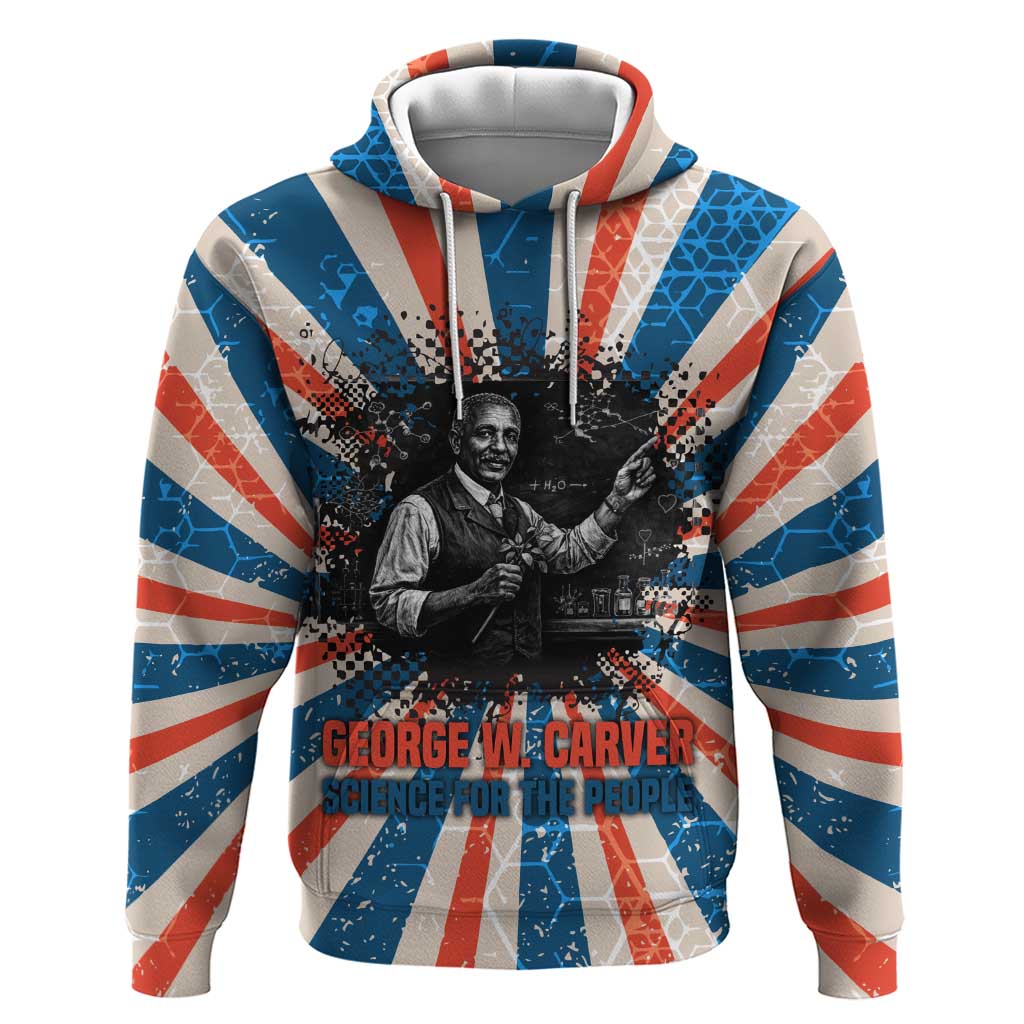 George Washington Carver Zip Hoodie with Science Teaching Scene, Education Is the Key Quote - African Pride