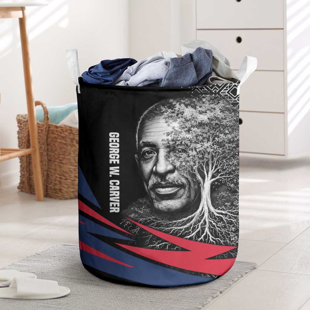 George Washington Carver Laundry Basket with Tree Portrait Illustration, Nature Is the Greatest Teacher Quote - African Pride