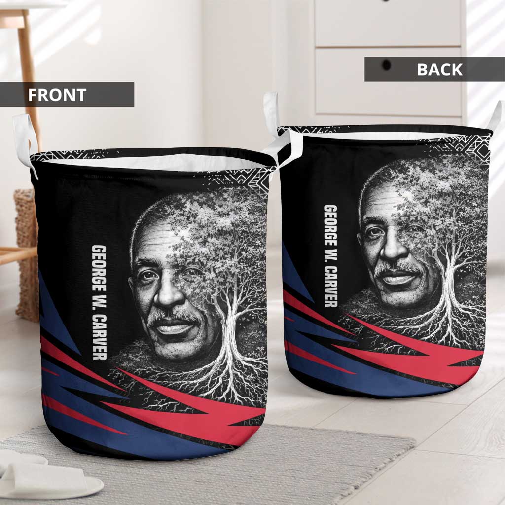 George Washington Carver Laundry Basket with Tree Portrait Illustration, Nature Is the Greatest Teacher Quote - African Pride