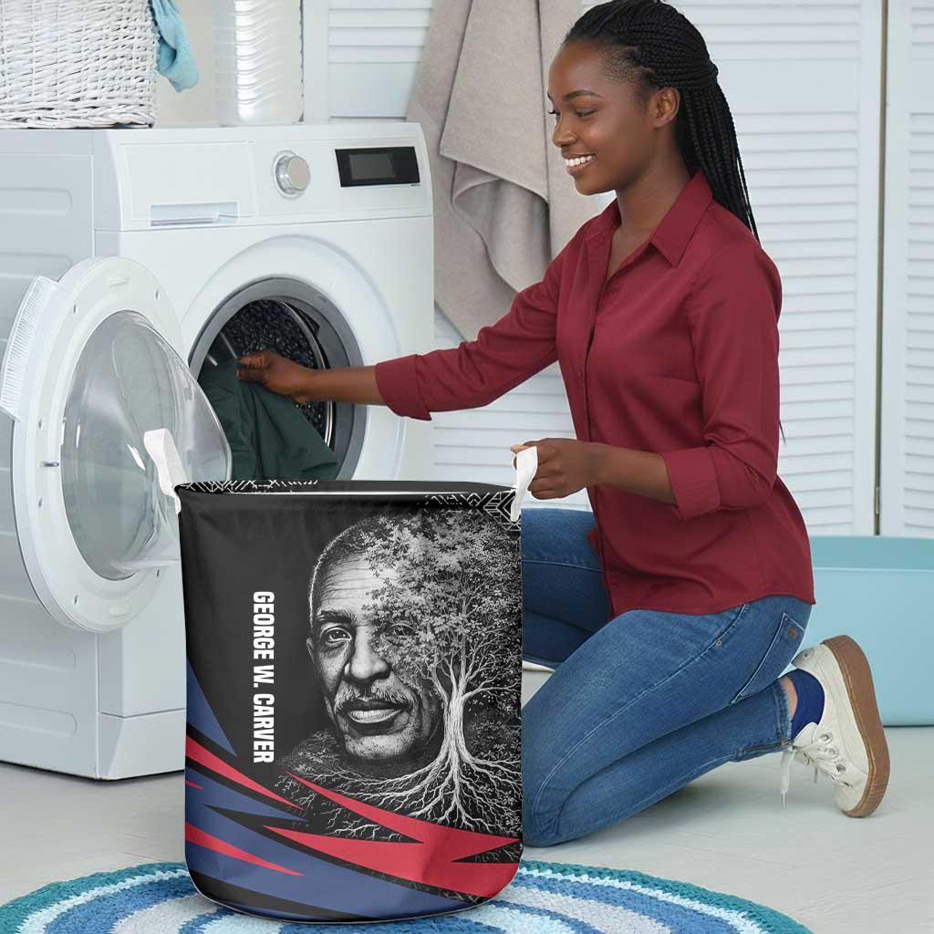 George Washington Carver Laundry Basket with Tree Portrait Illustration, Nature Is the Greatest Teacher Quote - African Pride