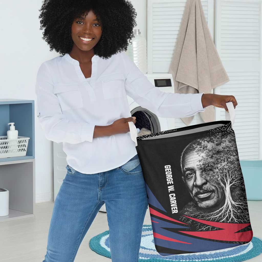 George Washington Carver Laundry Basket with Tree Portrait Illustration, Nature Is the Greatest Teacher Quote - African Pride