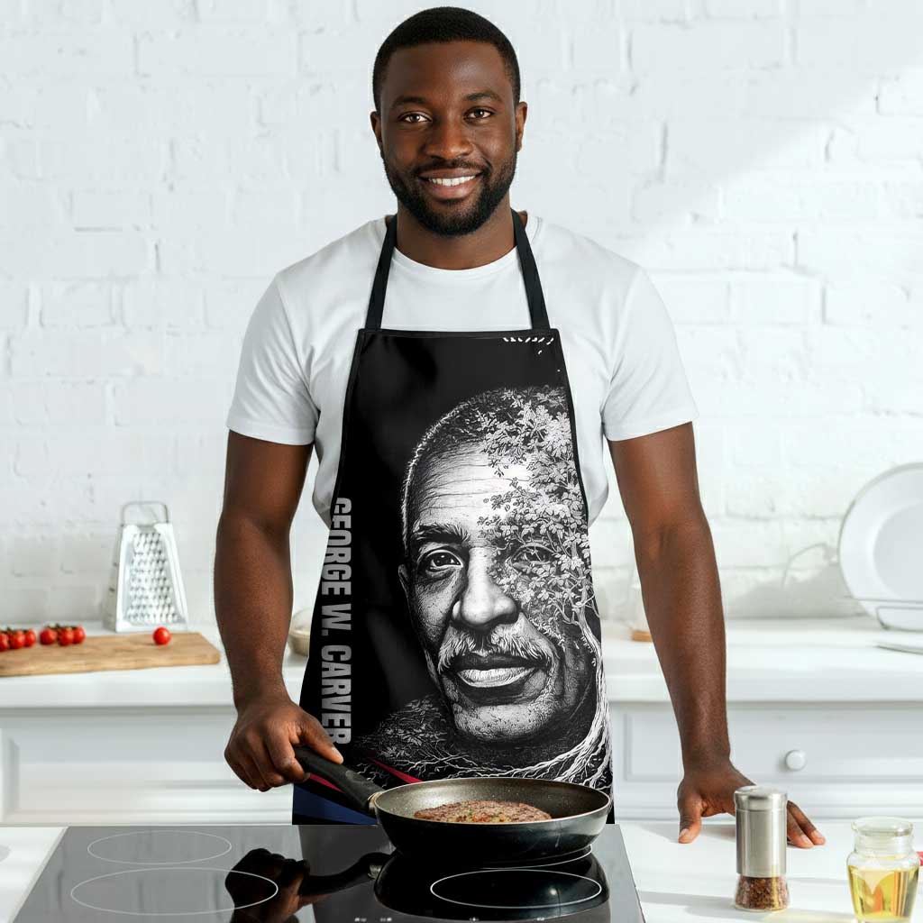 George Washington Carver Apron with Tree Portrait Illustration, Nature Is the Greatest Teacher Quote - African Pride