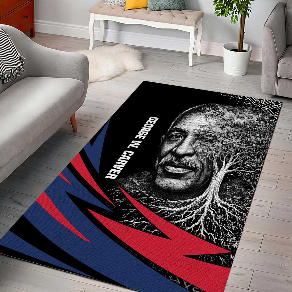 George Washington Carver Area Rug with Tree Portrait Illustration, Nature Is the Greatest Teacher Quote - African Pride