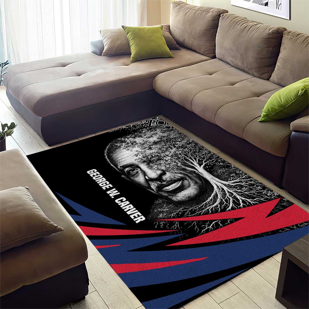George Washington Carver Area Rug with Tree Portrait Illustration, Nature Is the Greatest Teacher Quote - African Pride