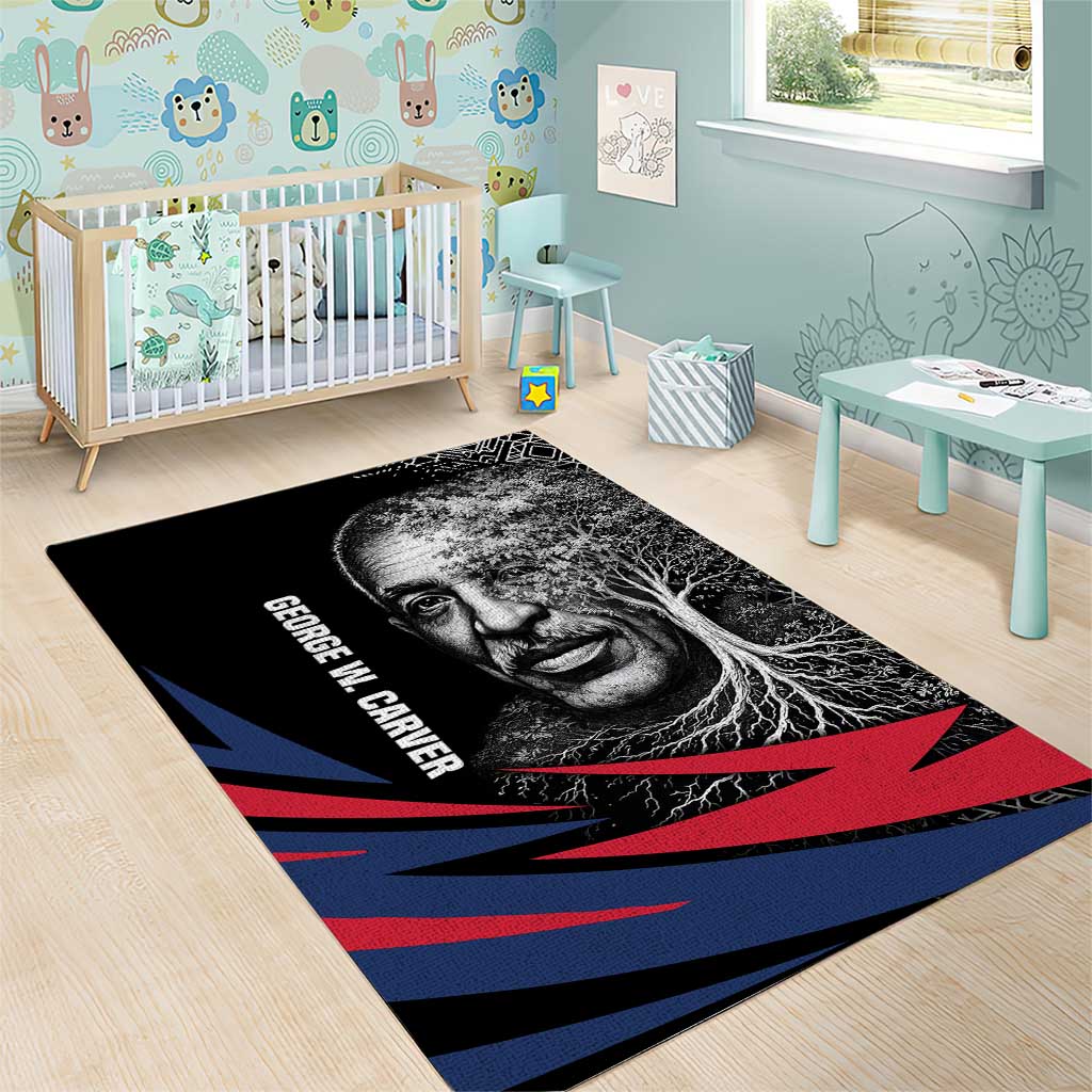 George Washington Carver Area Rug with Tree Portrait Illustration, Nature Is the Greatest Teacher Quote - African Pride