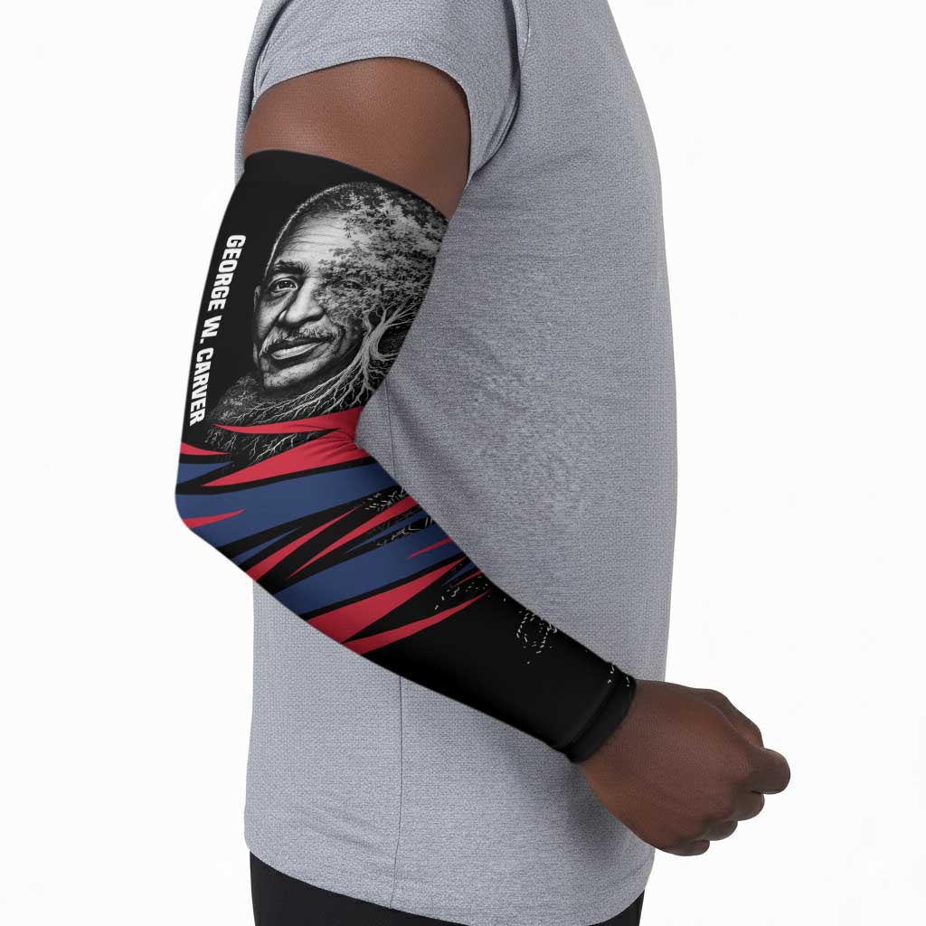 George Washington Carver Arm Sleeves with Tree Portrait Illustration, Nature Is the Greatest Teacher Quote - African Pride