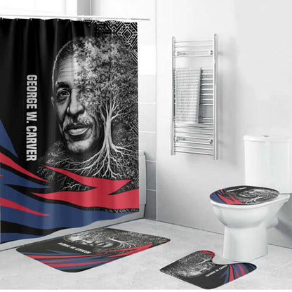 George Washington Carver Bathroom Set with Tree Portrait Illustration, Nature Is the Greatest Teacher Quote - African Pride