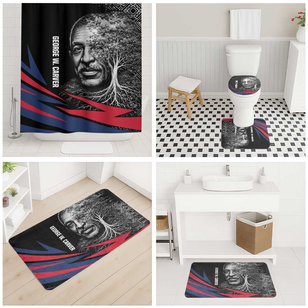 George Washington Carver Bathroom Set with Tree Portrait Illustration, Nature Is the Greatest Teacher Quote - African Pride