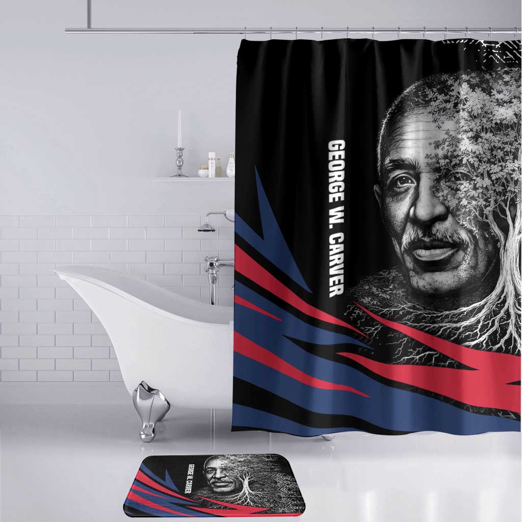 George Washington Carver Bathroom Set with Tree Portrait Illustration, Nature Is the Greatest Teacher Quote - African Pride