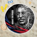 George Washington Carver Beach Blanket with Tree Portrait Illustration, Nature Is the Greatest Teacher Quote - African Pride