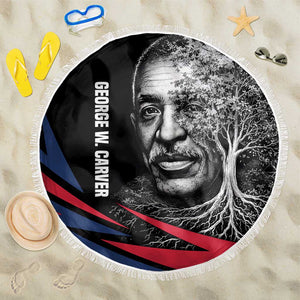 George Washington Carver Beach Blanket with Tree Portrait Illustration, Nature Is the Greatest Teacher Quote - African Pride
